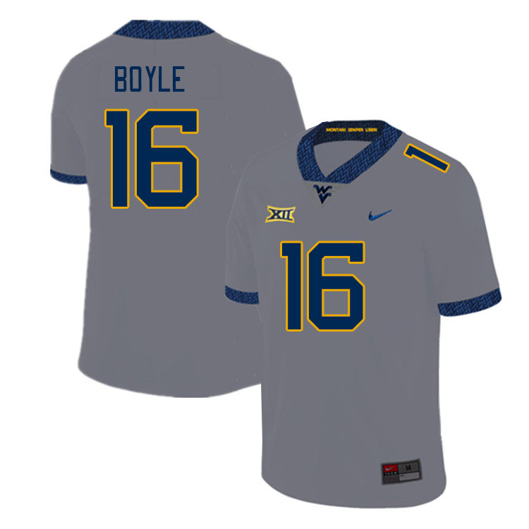 Men #16 Sean Boyle West Virginia Mountaineers College Football Jerseys Stitched Sale-Gray - Click Image to Close